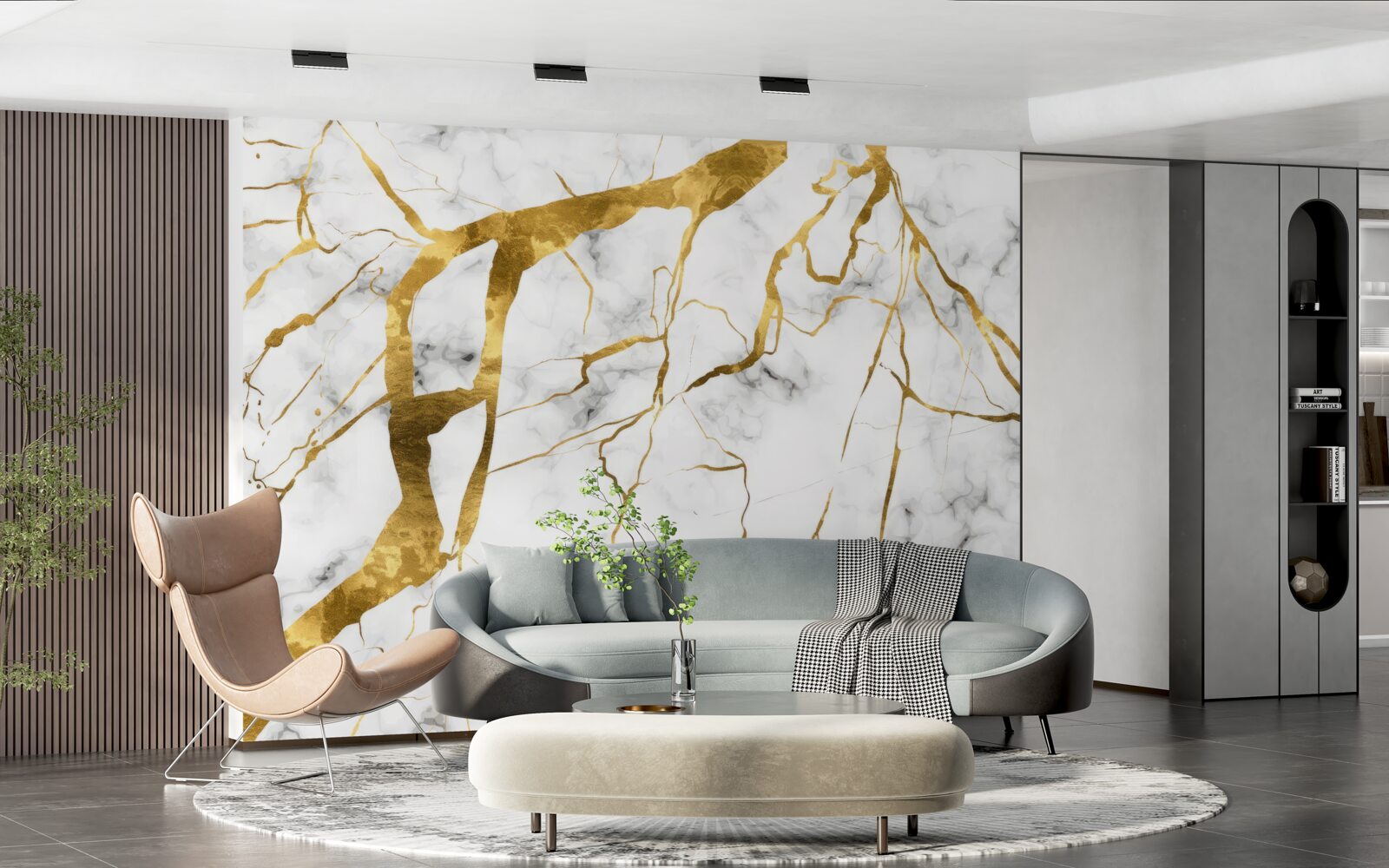 Fototapeten Hintergrund aus weißem und goldenem Marmor