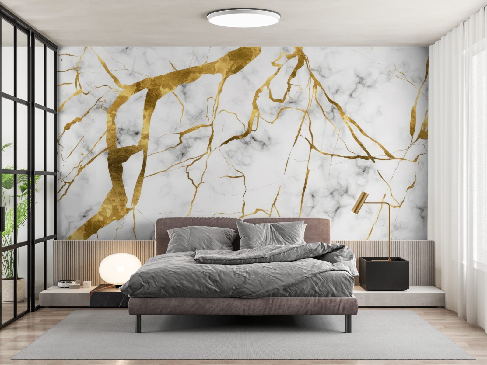 Fototapeten Hintergrund aus weißem und goldenem Marmor
