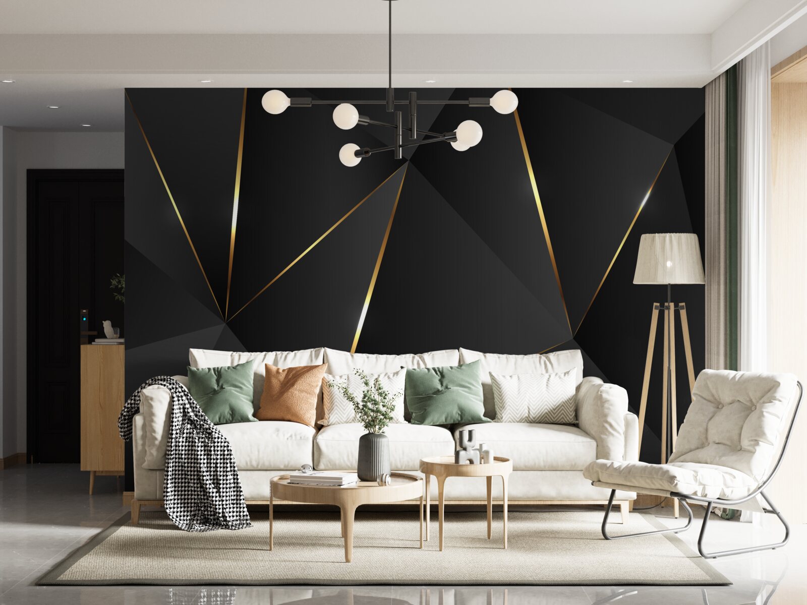 Fototapeten Drei -dimensionale Charaktere in Schwarz und Goldtönen