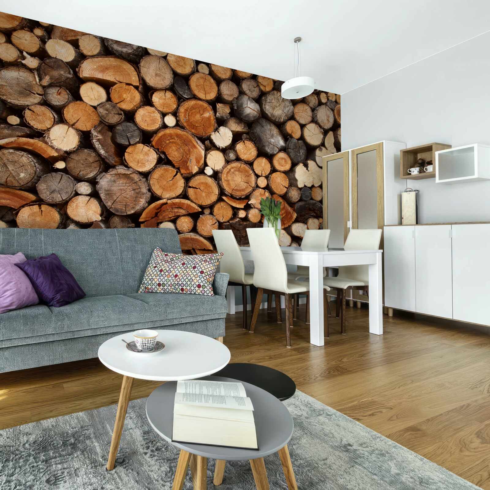 Fototapeten Verschiedene Holzstämme