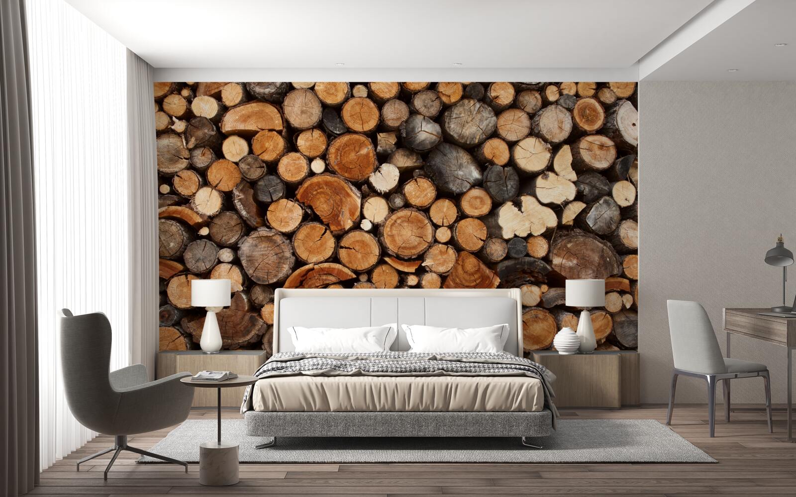 Fototapeten Verschiedene Holzstämme