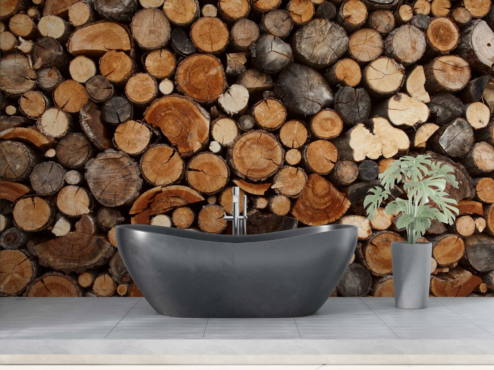 Fototapeten Verschiedene Holzstämme