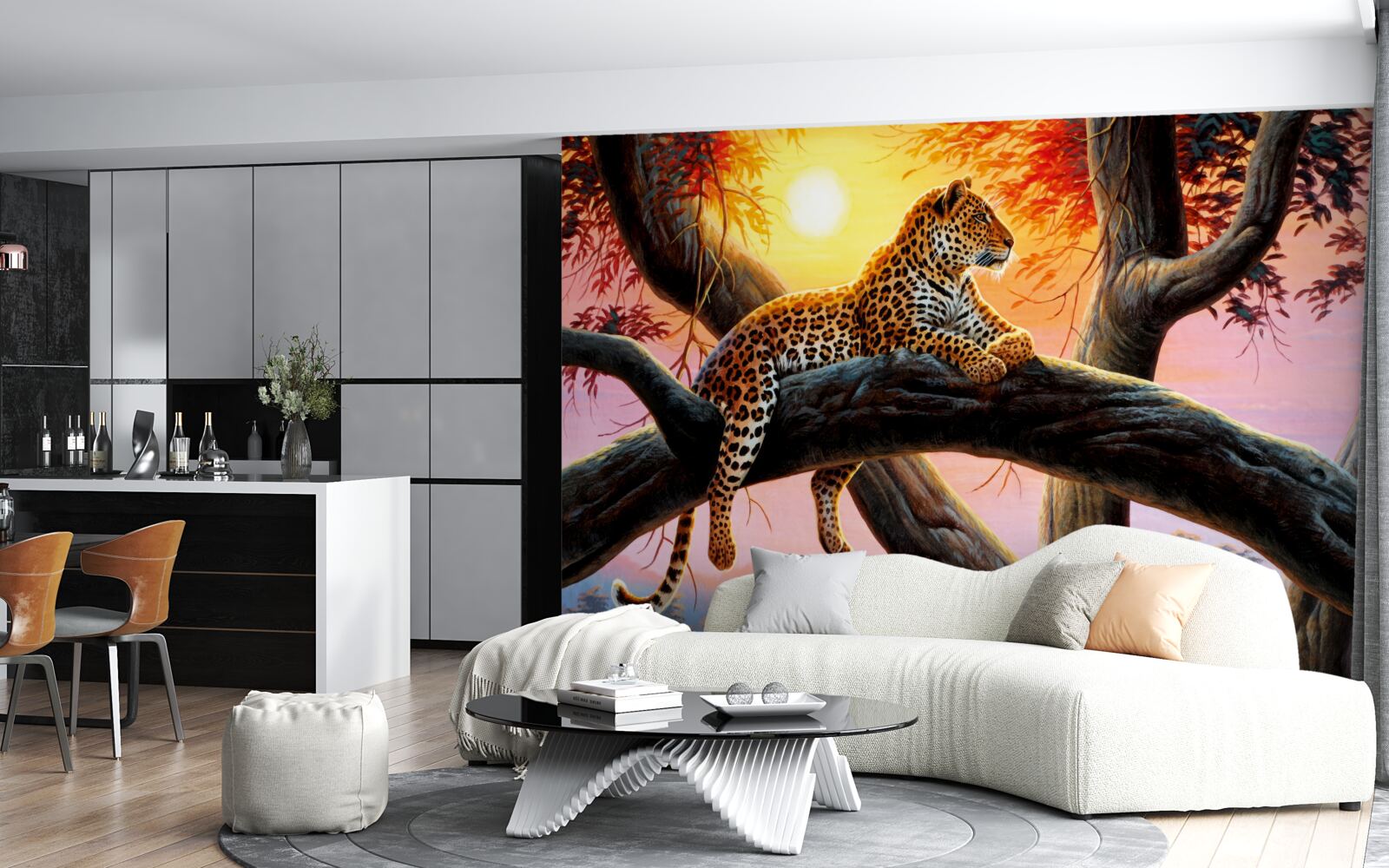 Fototapeten Cheetah sitzt auf einem Baum