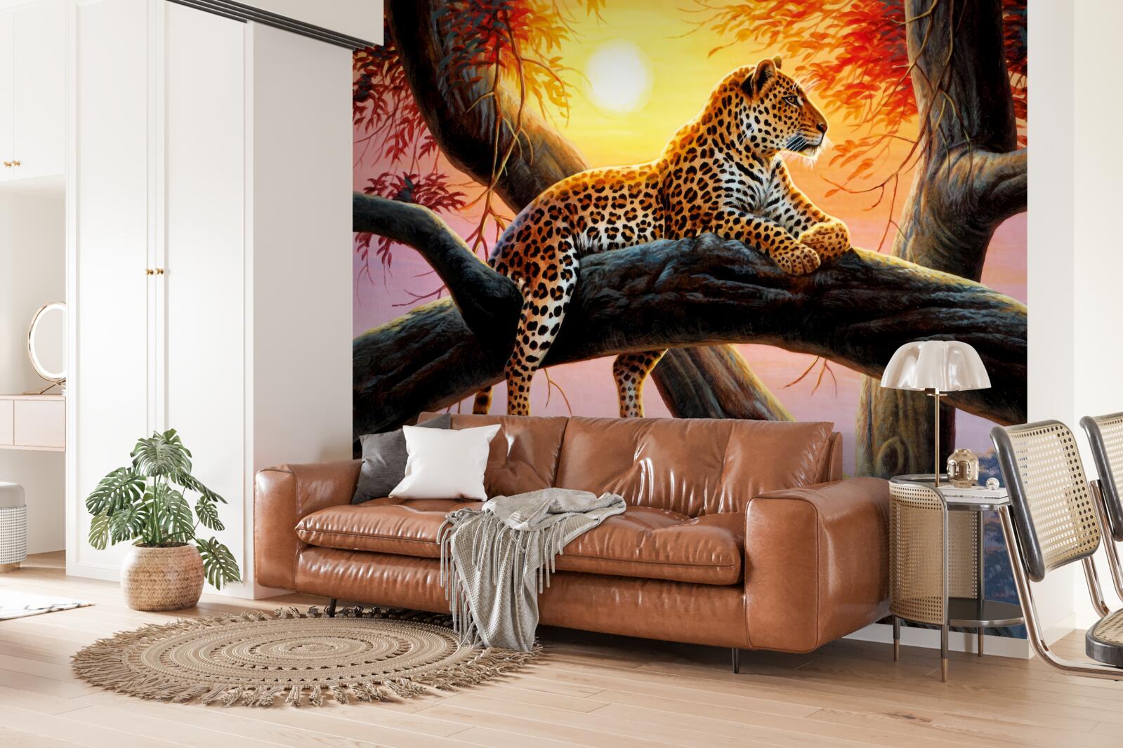 Fototapeten Cheetah sitzt auf einem Baum