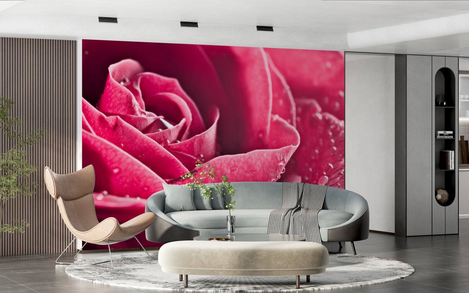 Fototapeten Eine große Rose mit Feuchtigkeitstropfen