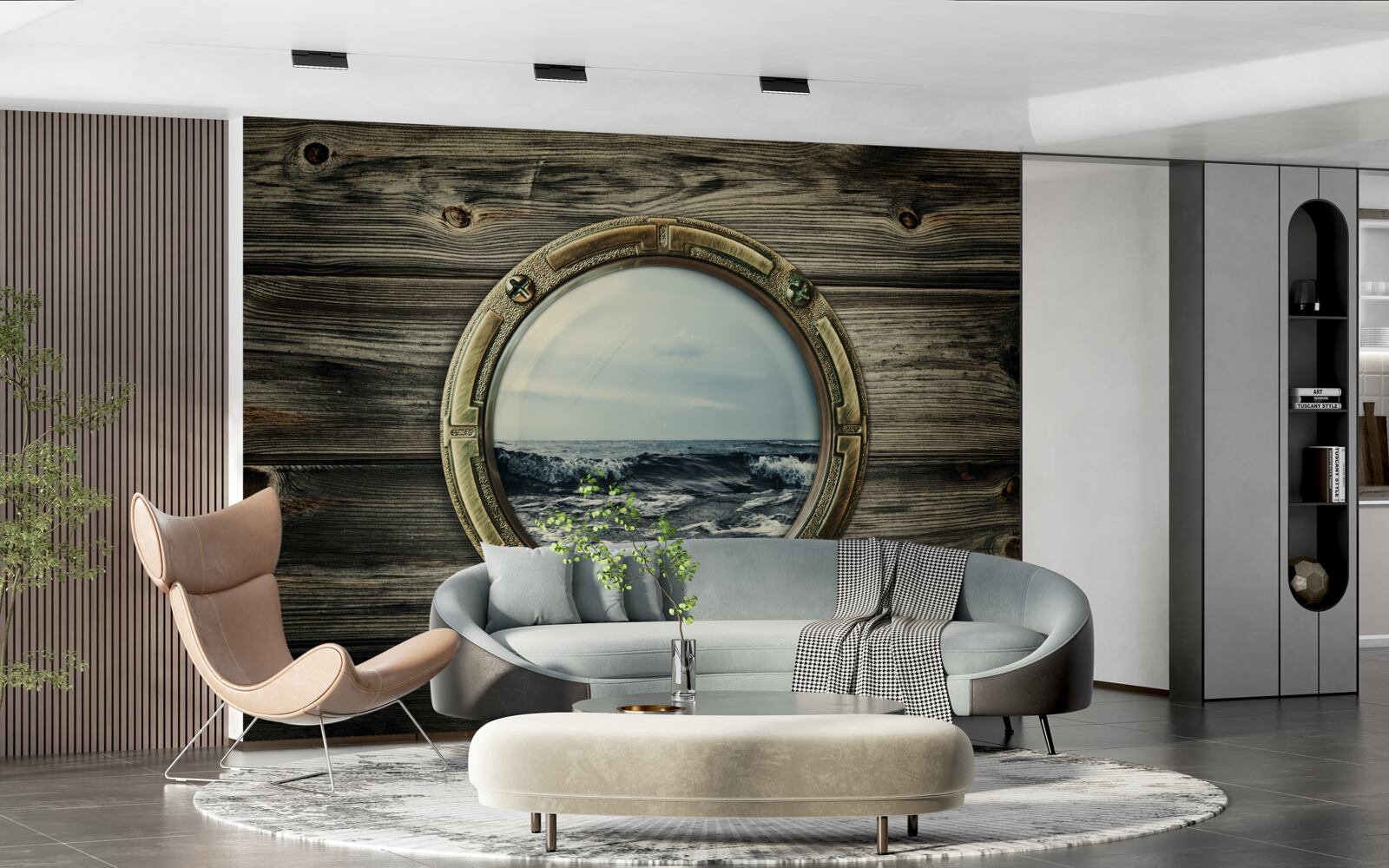 Fototapeten Das Kabinenfenster geht auf den Ozean aus