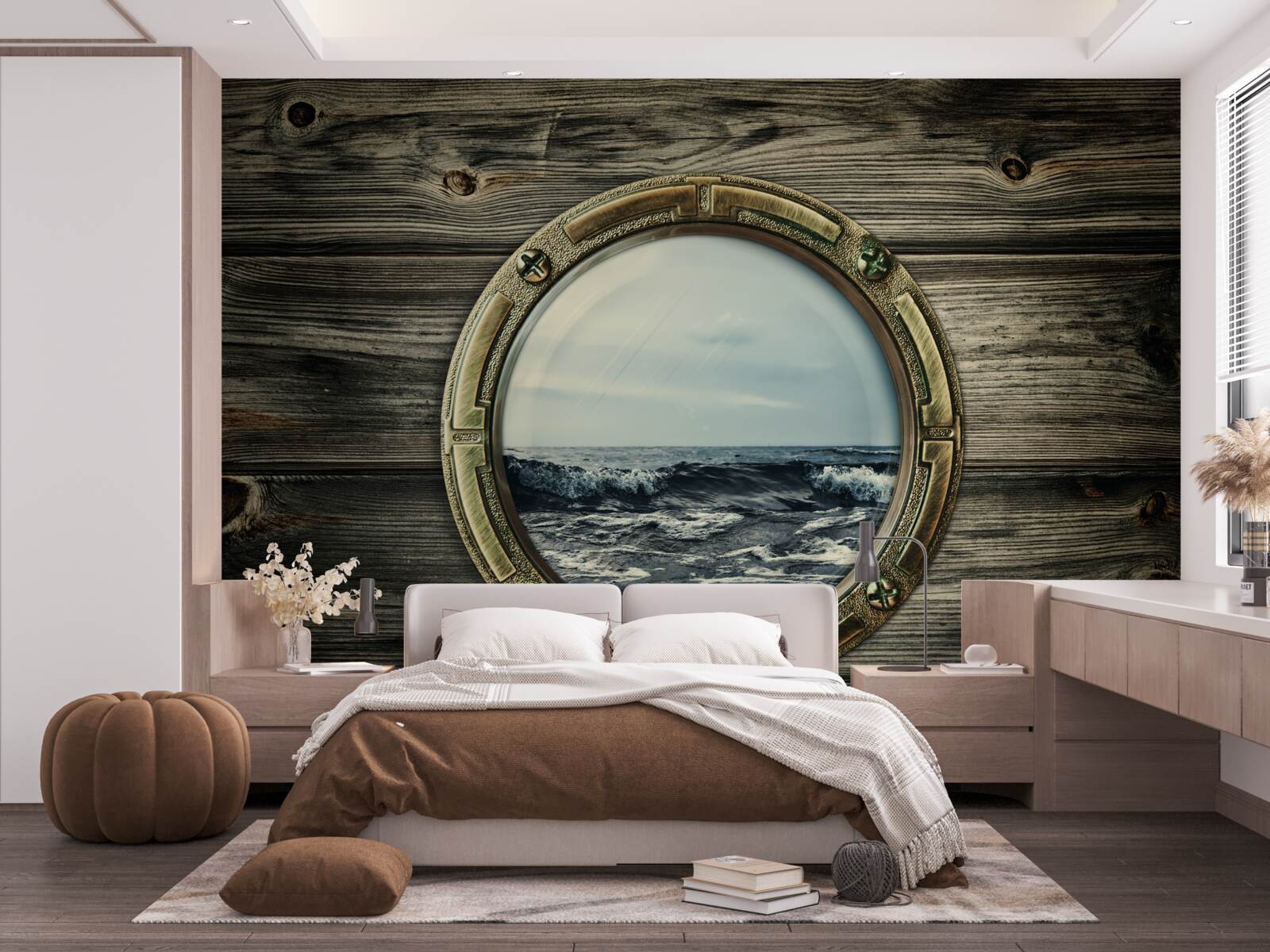 Fototapeten Das Kabinenfenster geht auf den Ozean aus