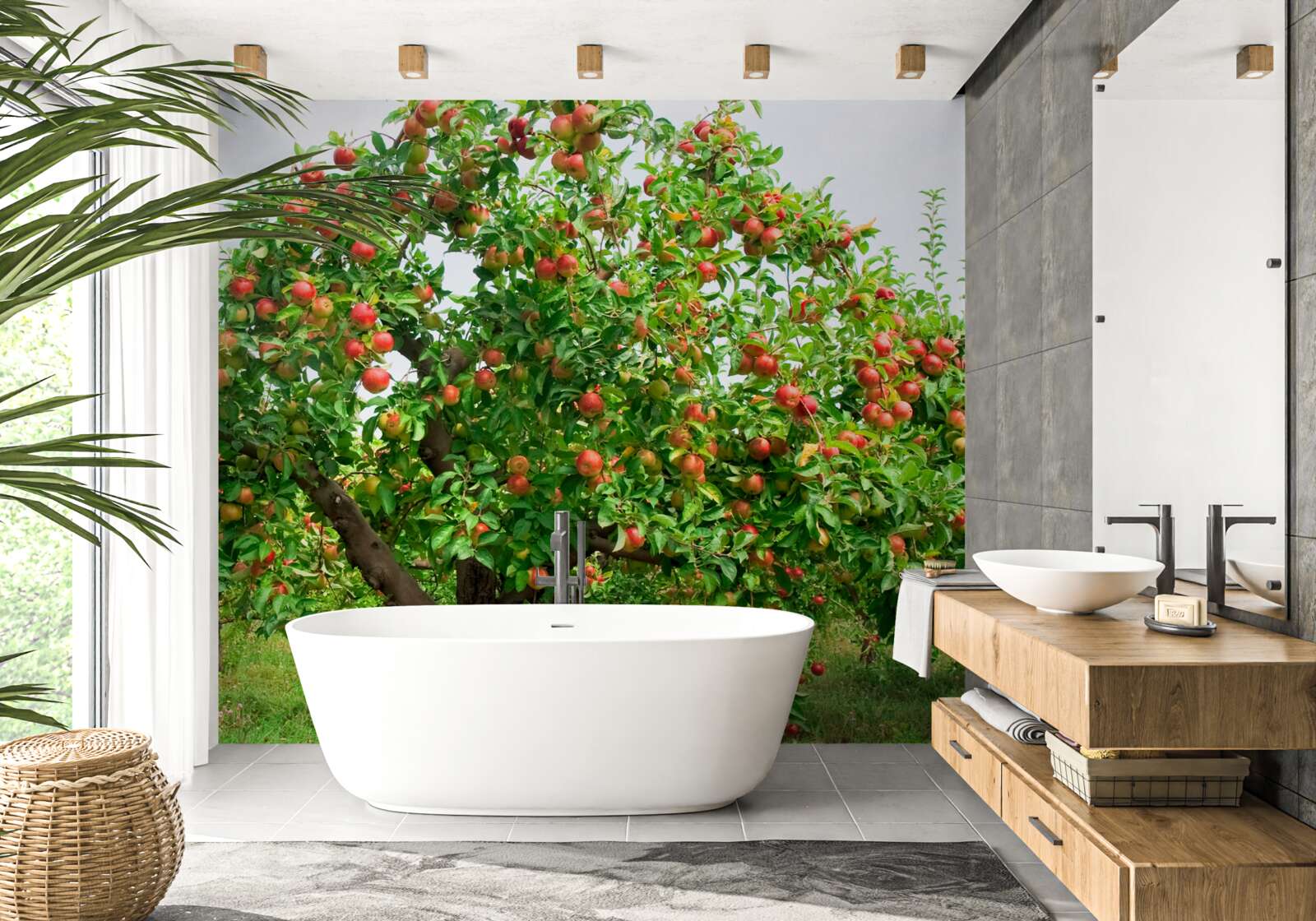 Fototapeten Apfelbaum, der Frucht freigab