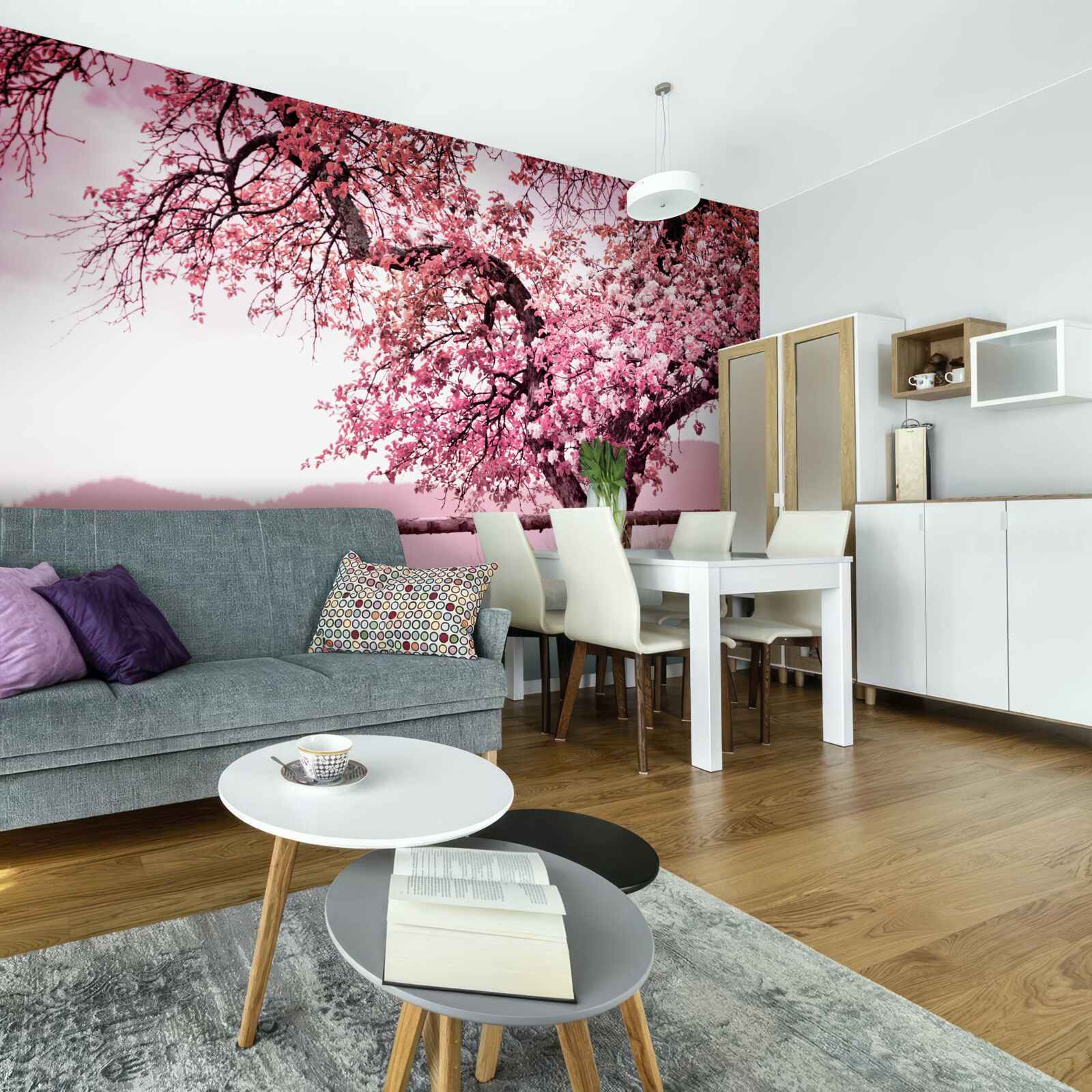 Fototapeten Ein blühender Sakura -Baum