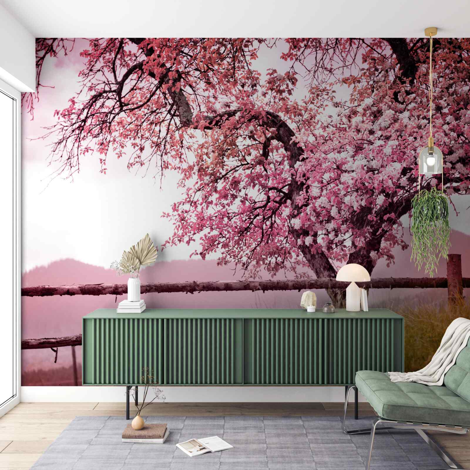 Fototapeten Ein blühender Sakura -Baum