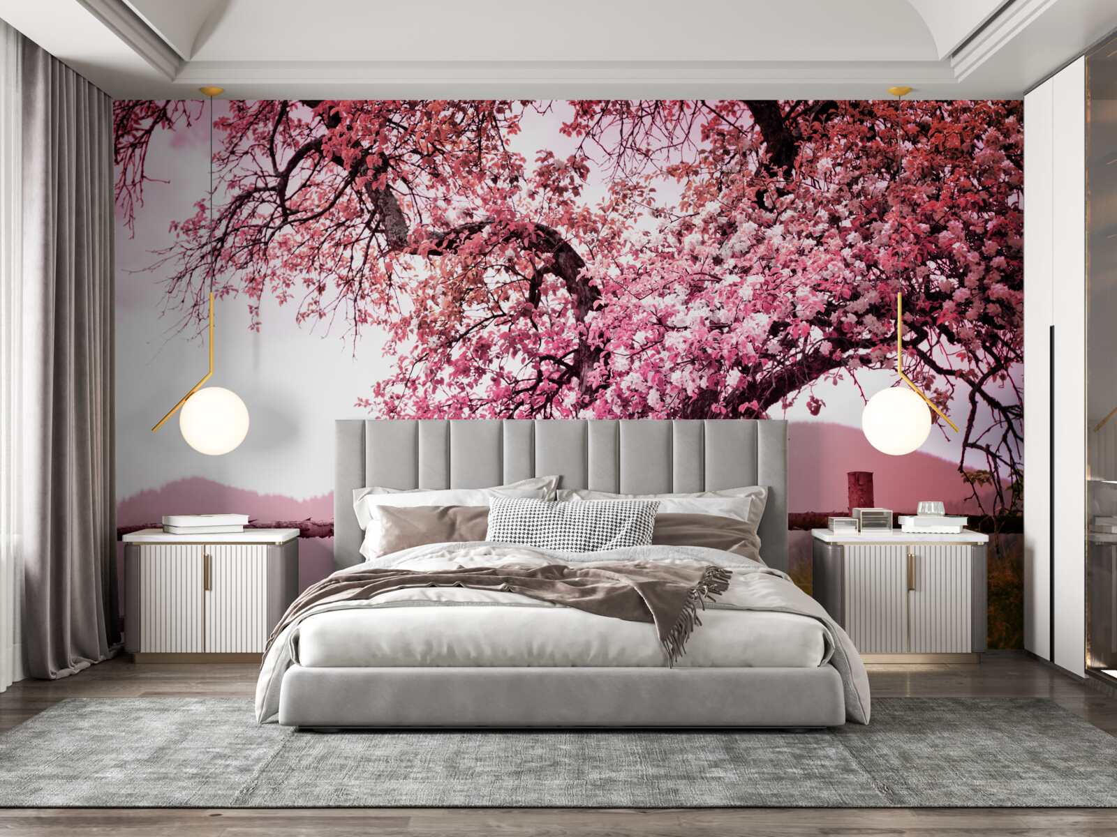 Fototapeten Ein blühender Sakura -Baum