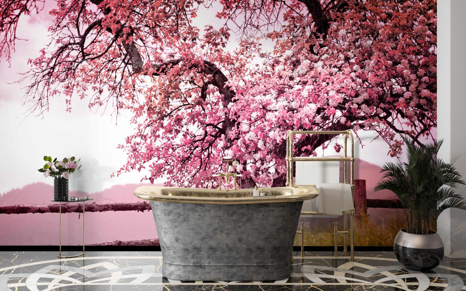Fototapeten Ein blühender Sakura -Baum