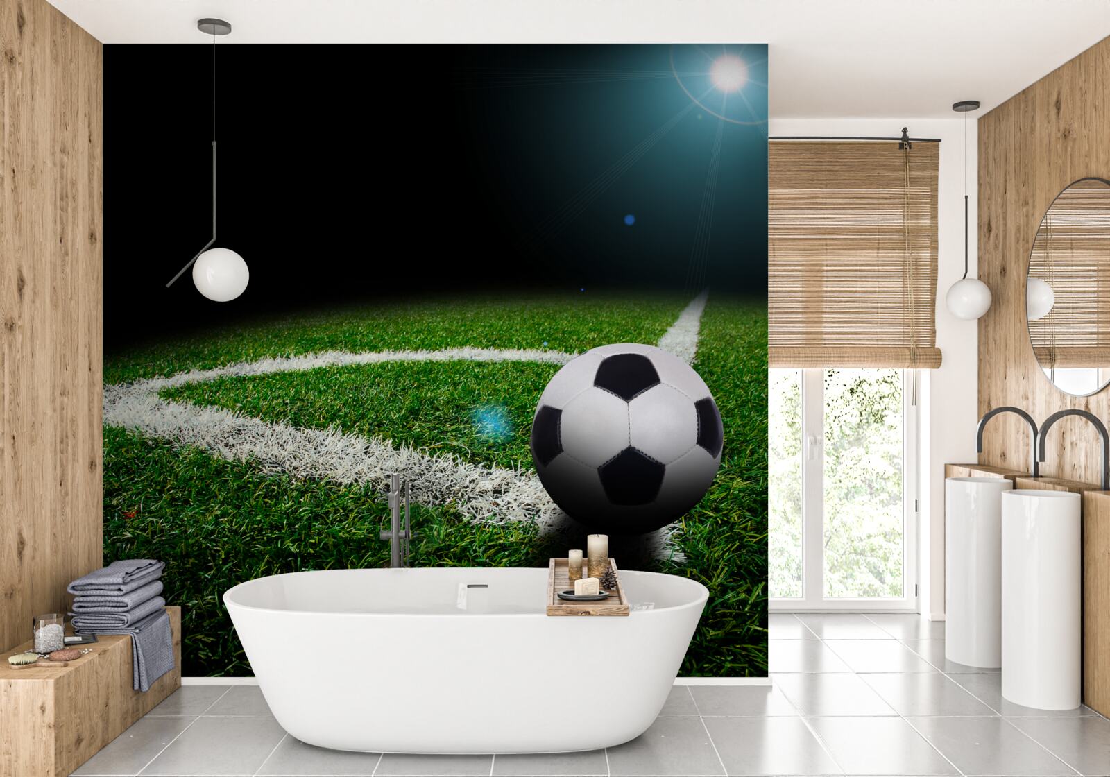 Fototapeten Fußball auf dem Rasen