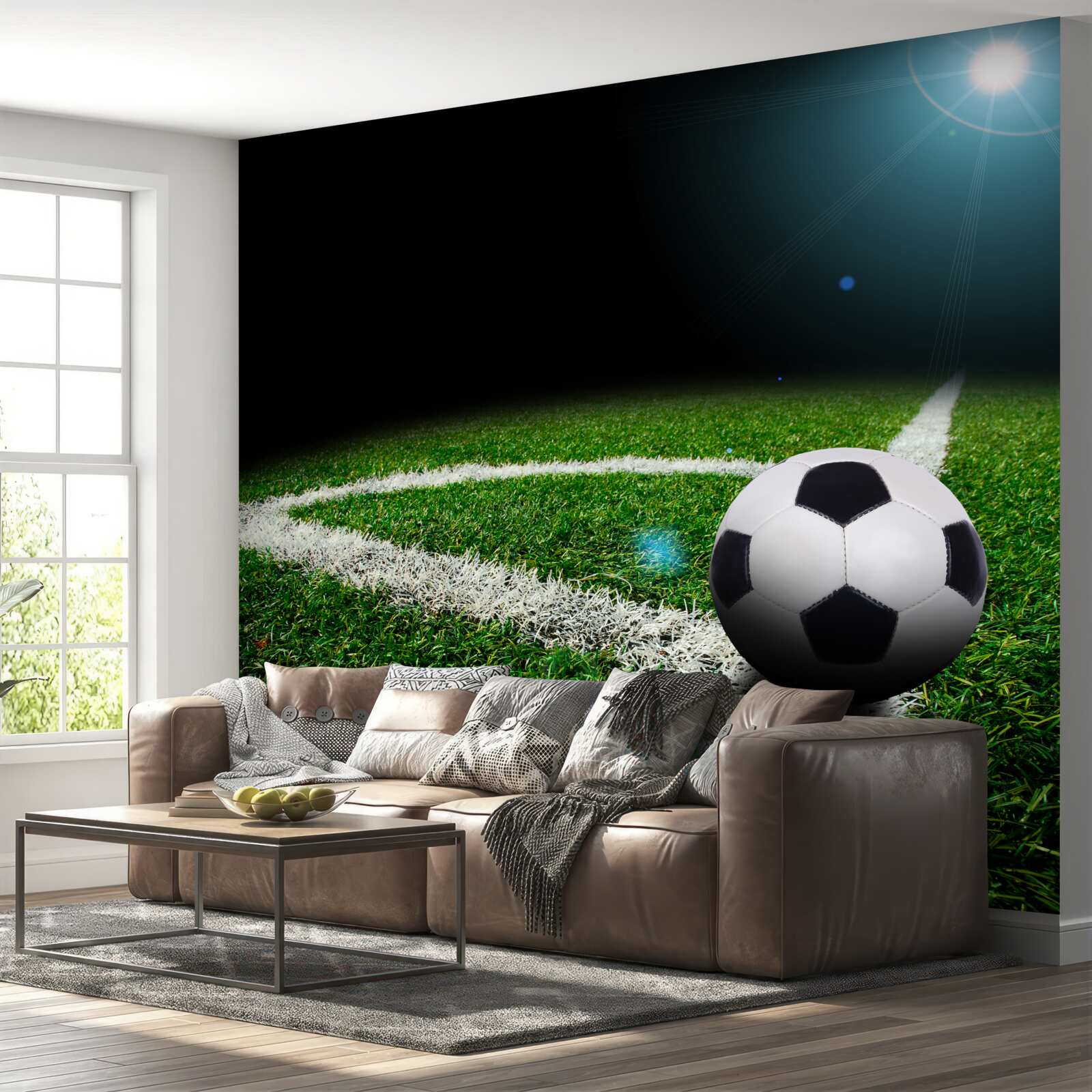 Fototapeten Fußball auf dem Rasen