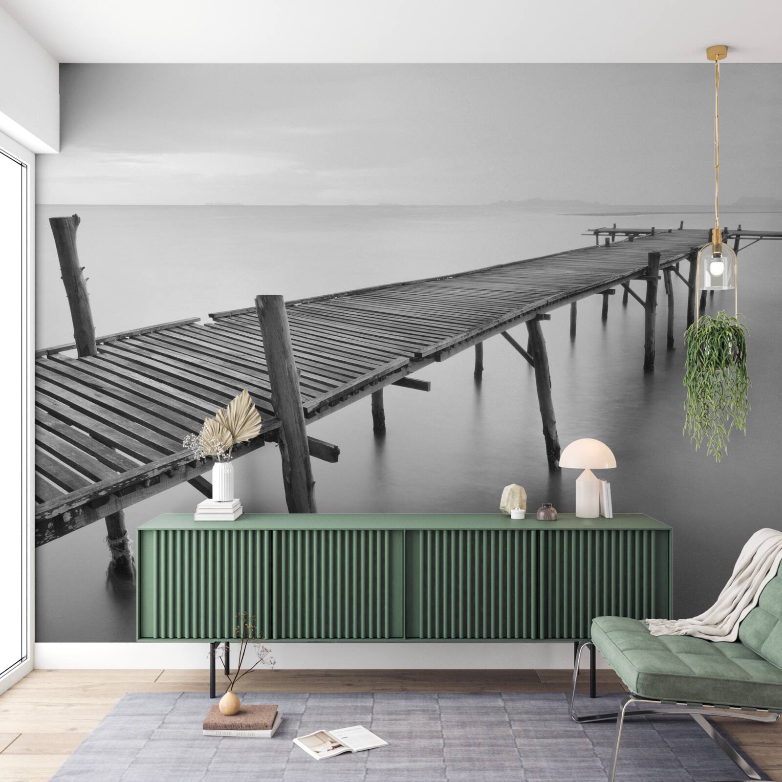 Fototapeten lange schwimmende Brücke