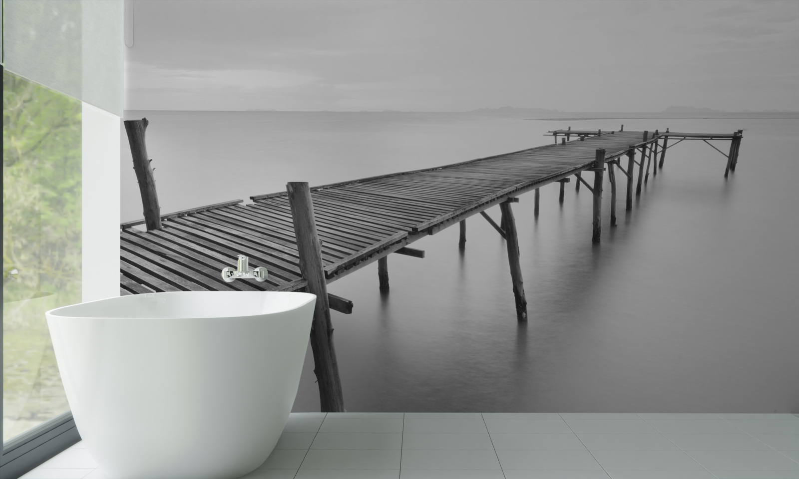 Fototapeten lange schwimmende Brücke