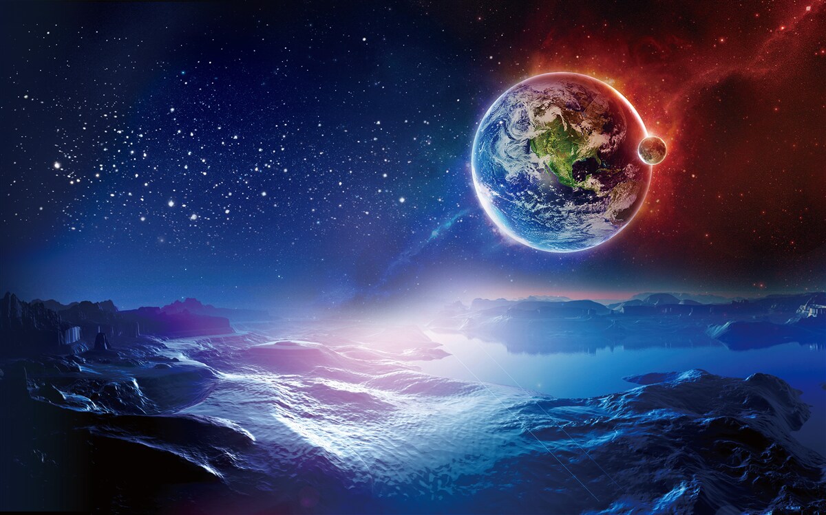 Fototapeten Blick auf das Land von einem anderen Planeten