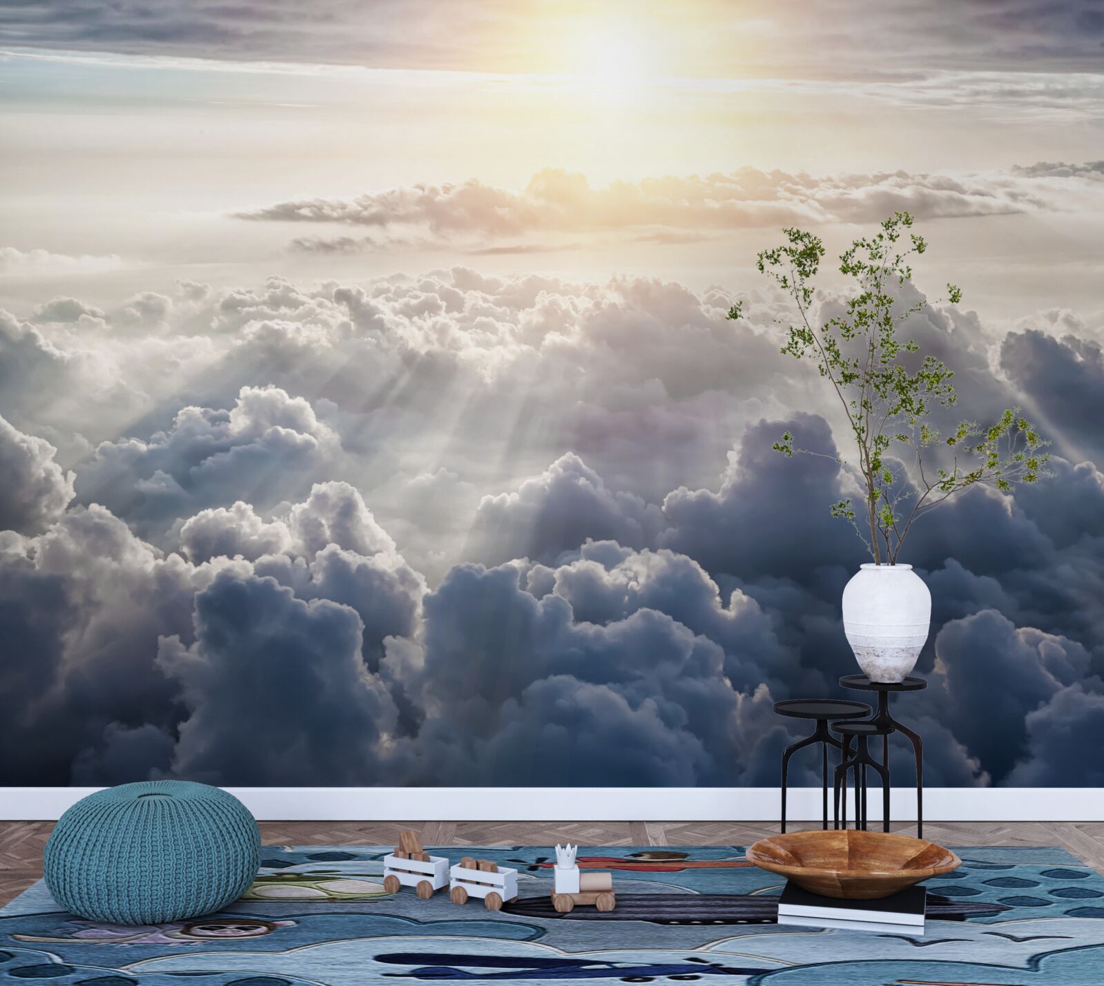 Fototapeten Das Licht war hoch über üppigen Wolken