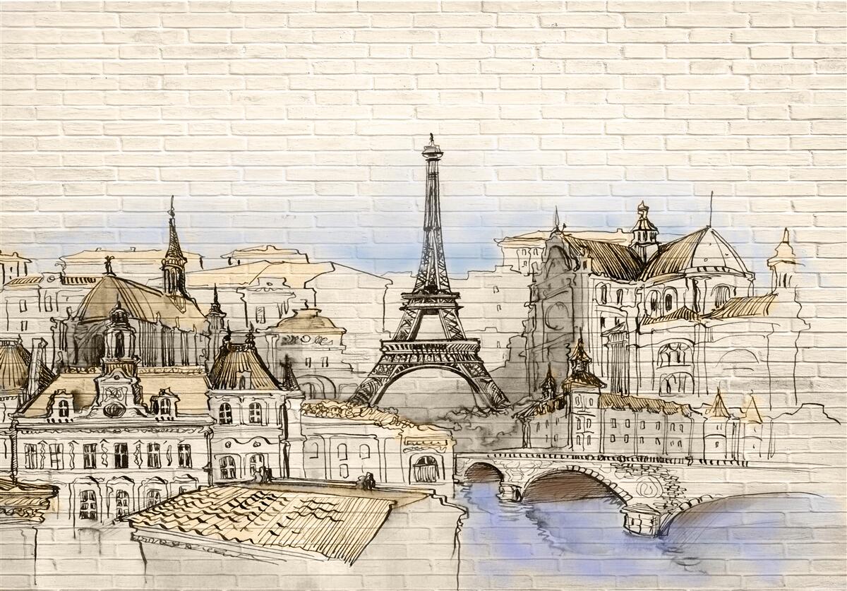 Fototapeten Die Haupttouristenattraktionen von Paris