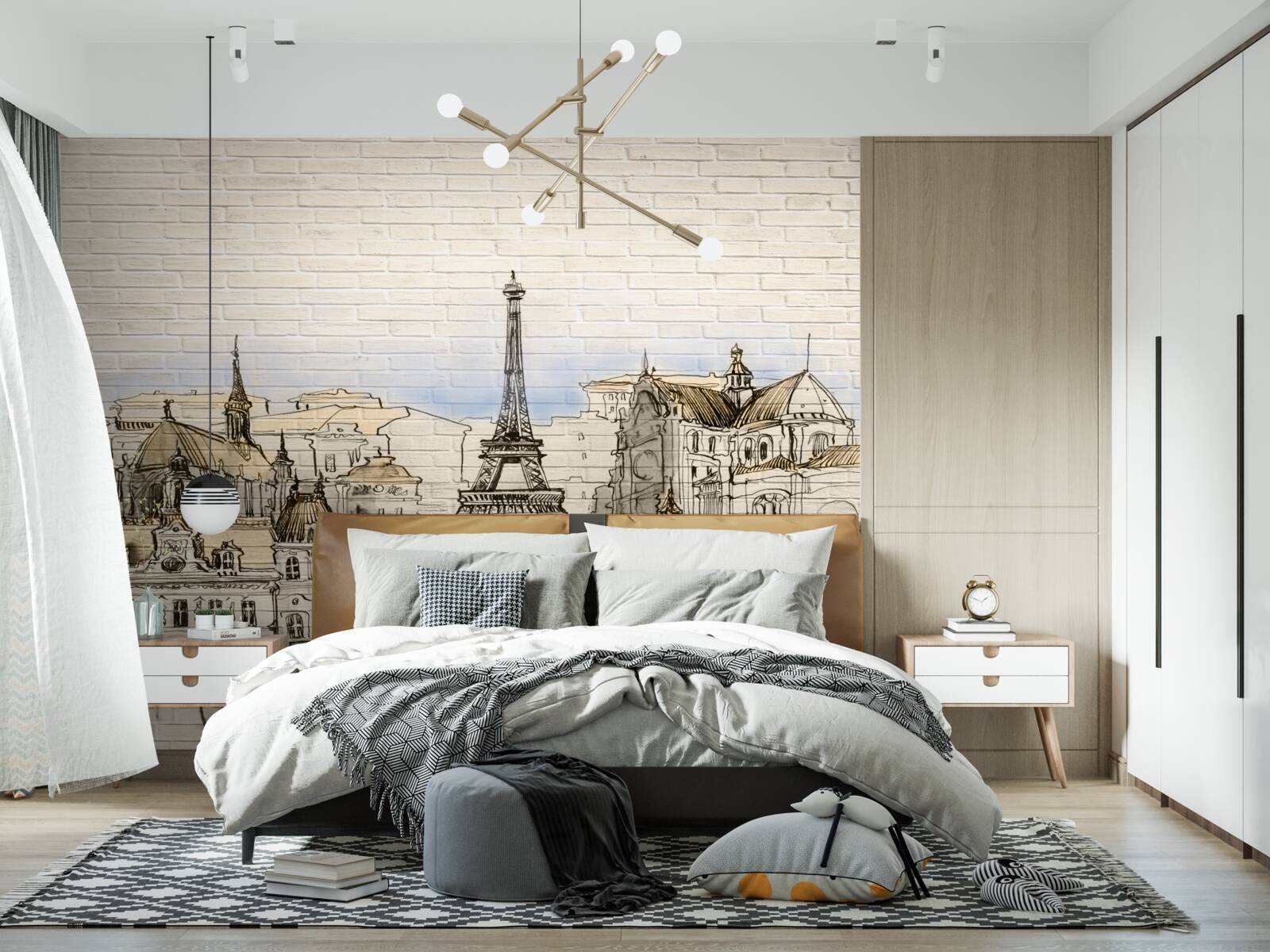 Fototapeten Die Haupttouristenattraktionen von Paris