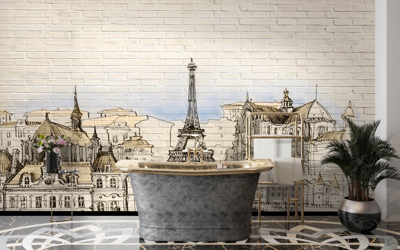 Fototapeten Die Haupttouristenattraktionen von Paris