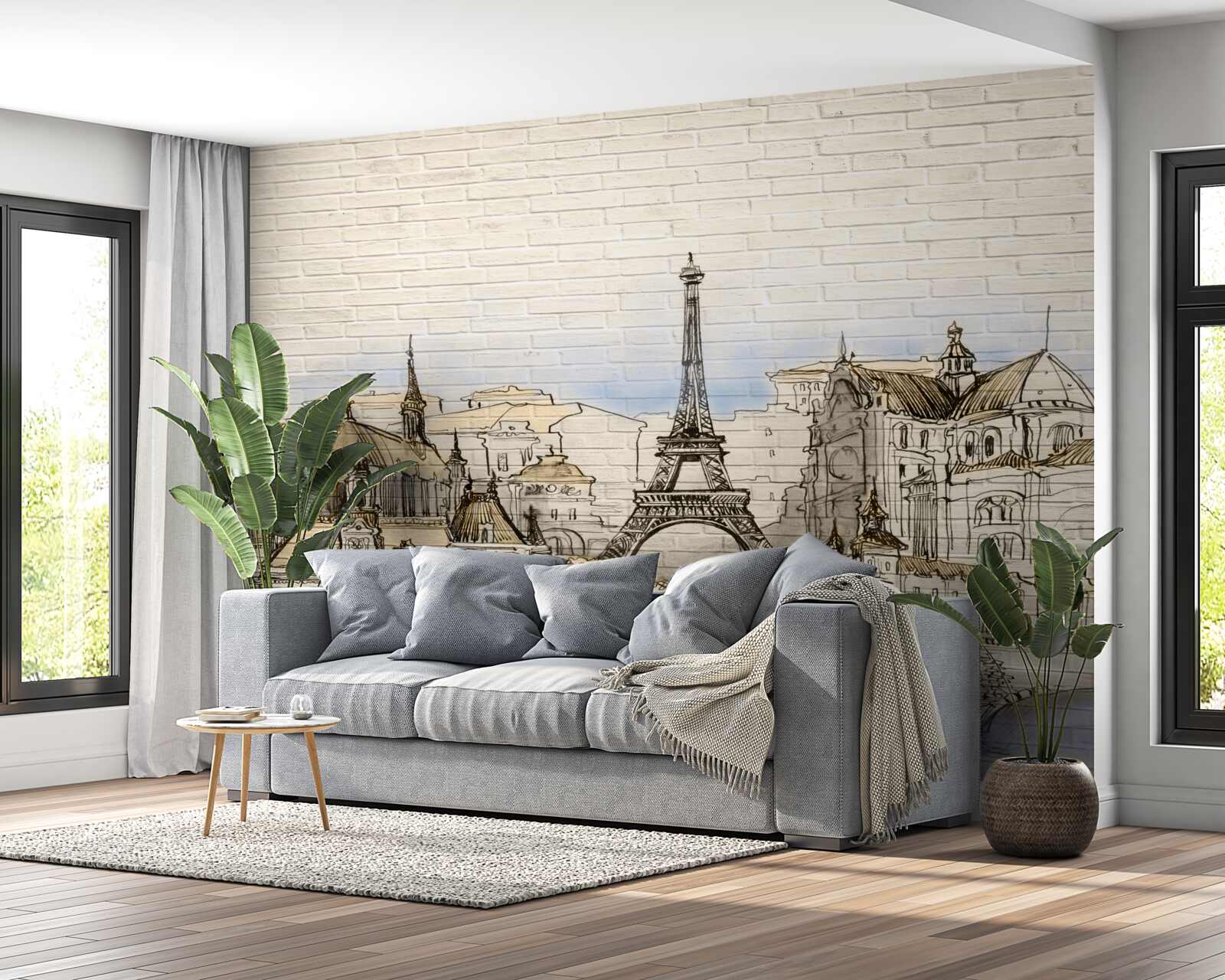 Fototapeten Die Haupttouristenattraktionen von Paris