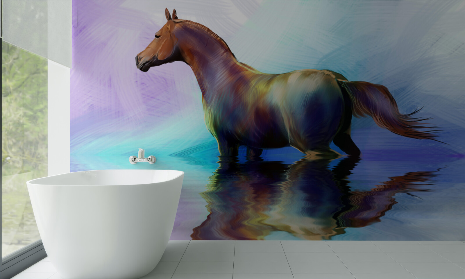 Fototapeten Das Pferd ist im Wasser