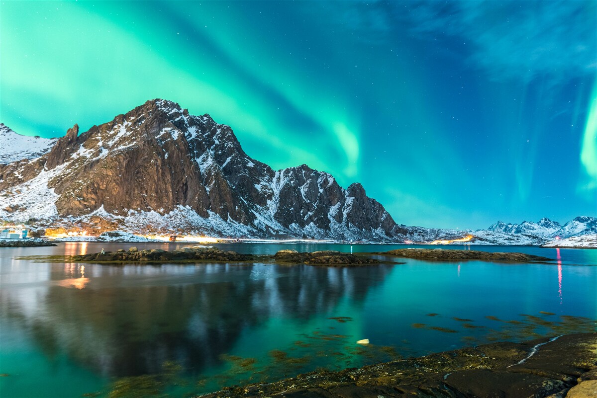 Fototapeten Aurora Polar auf dem Peak