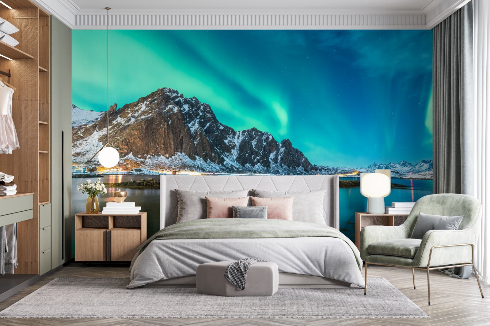 Fototapeten Aurora Polar auf dem Peak