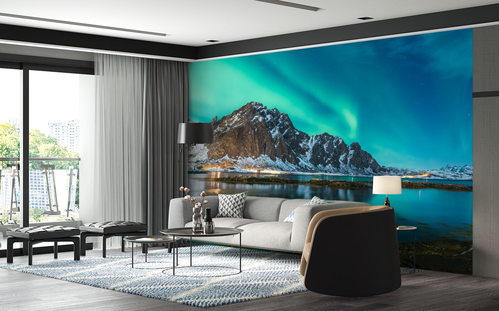 Fototapeten Aurora Polar auf dem Peak