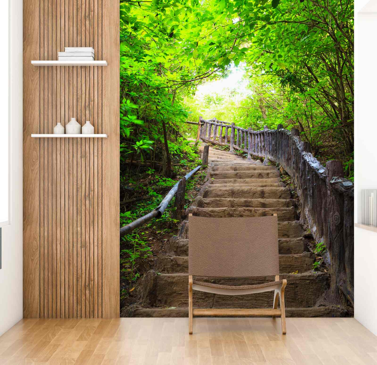 Fototapeten grüne Treppe