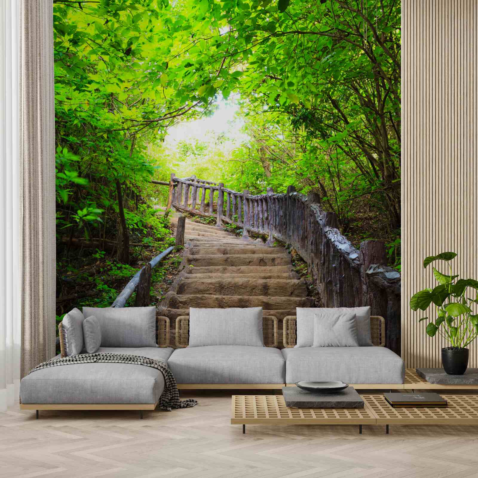 Fototapeten grüne Treppe