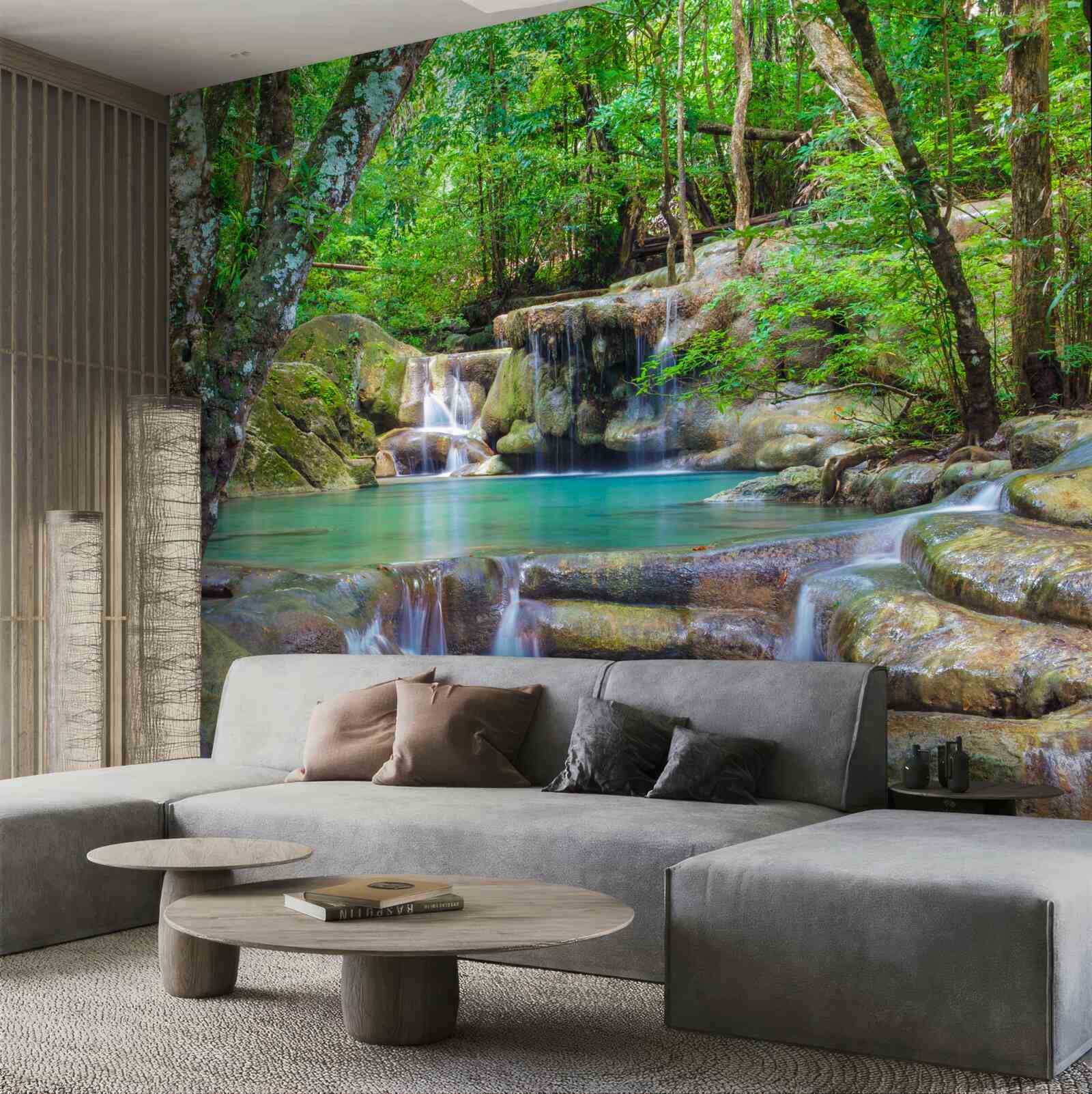 Fototapeten kleiner Waldwasserfall