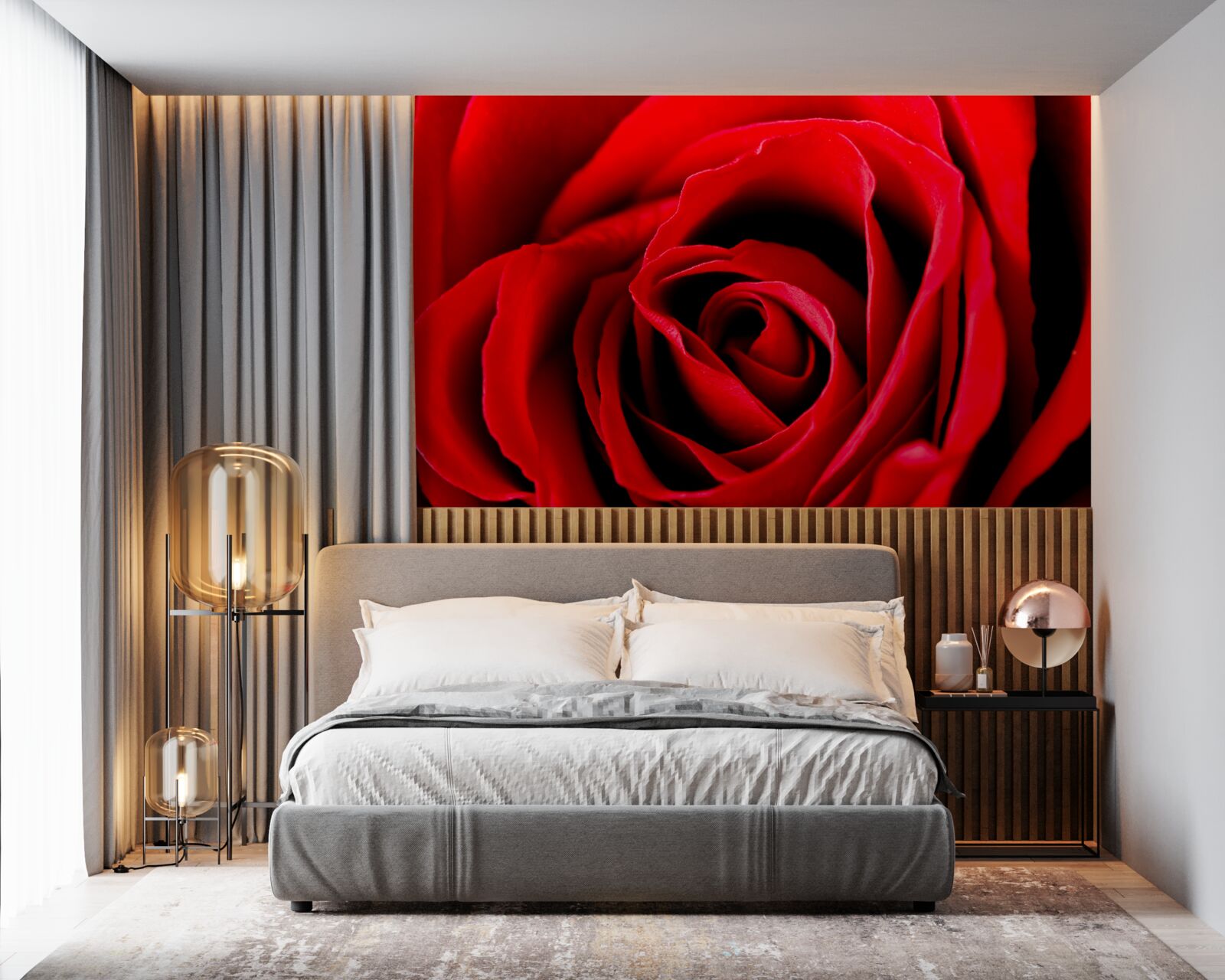Fototapeten näheres Foto der roten Rose