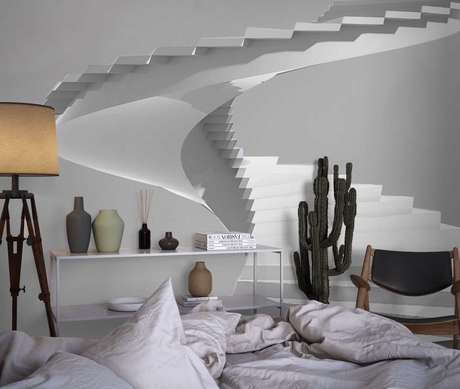 Fototapeten weiße rotierende Treppe