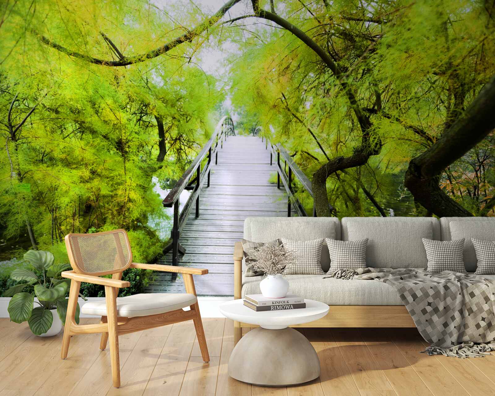 Fototapeten Treppen führen durch Grünflächen