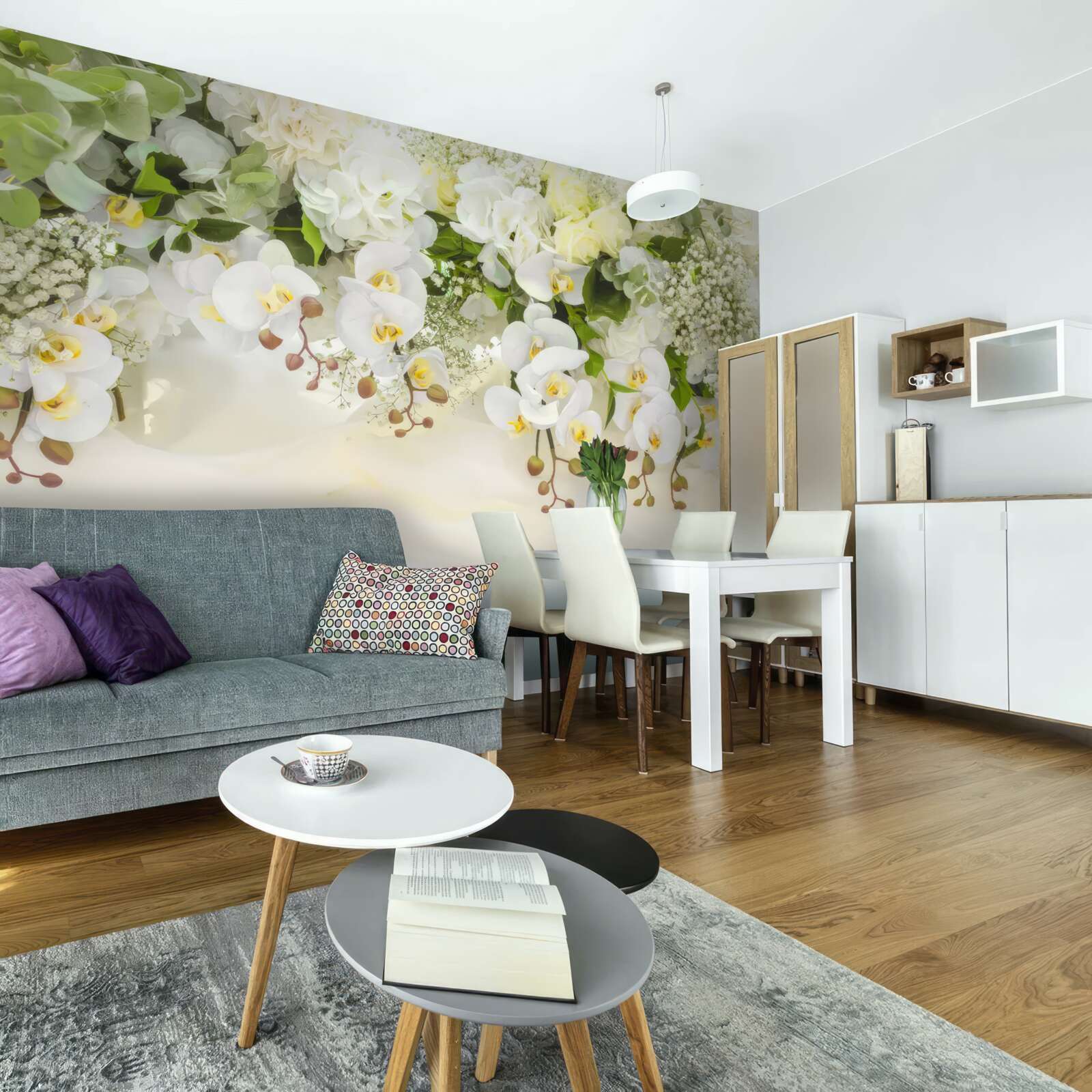 Fototapeten Weiße Orchideen hängen