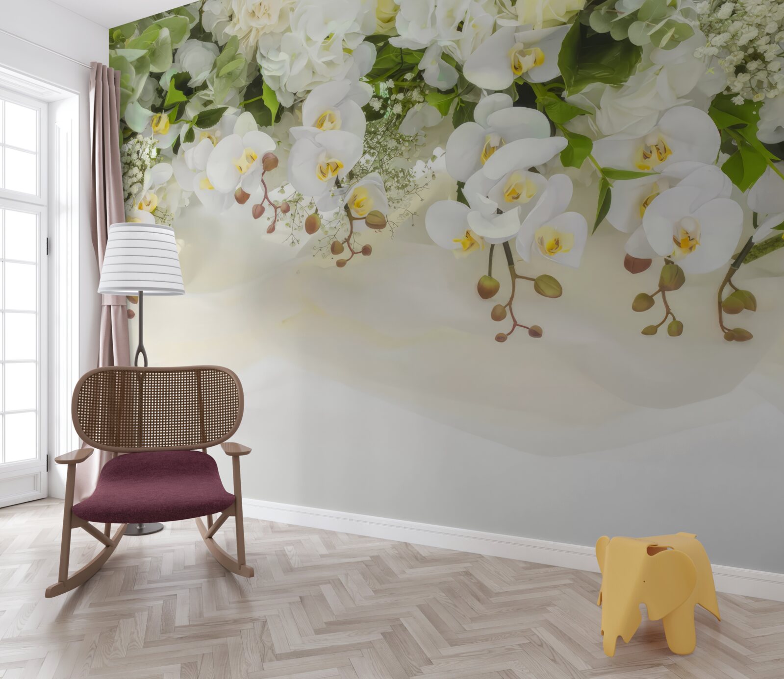 Fototapeten Weiße Orchideen hängen
