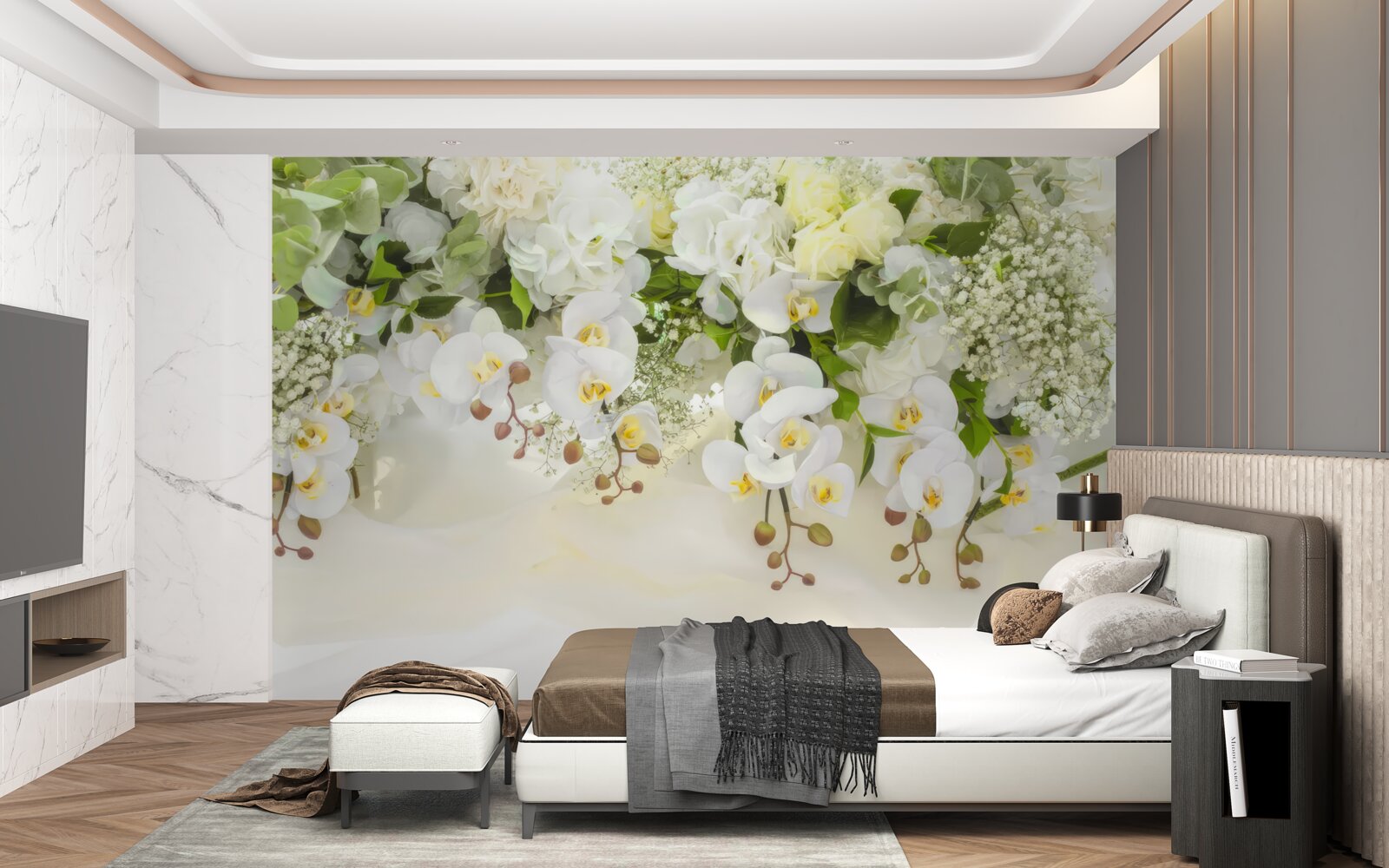 Fototapeten Weiße Orchideen hängen