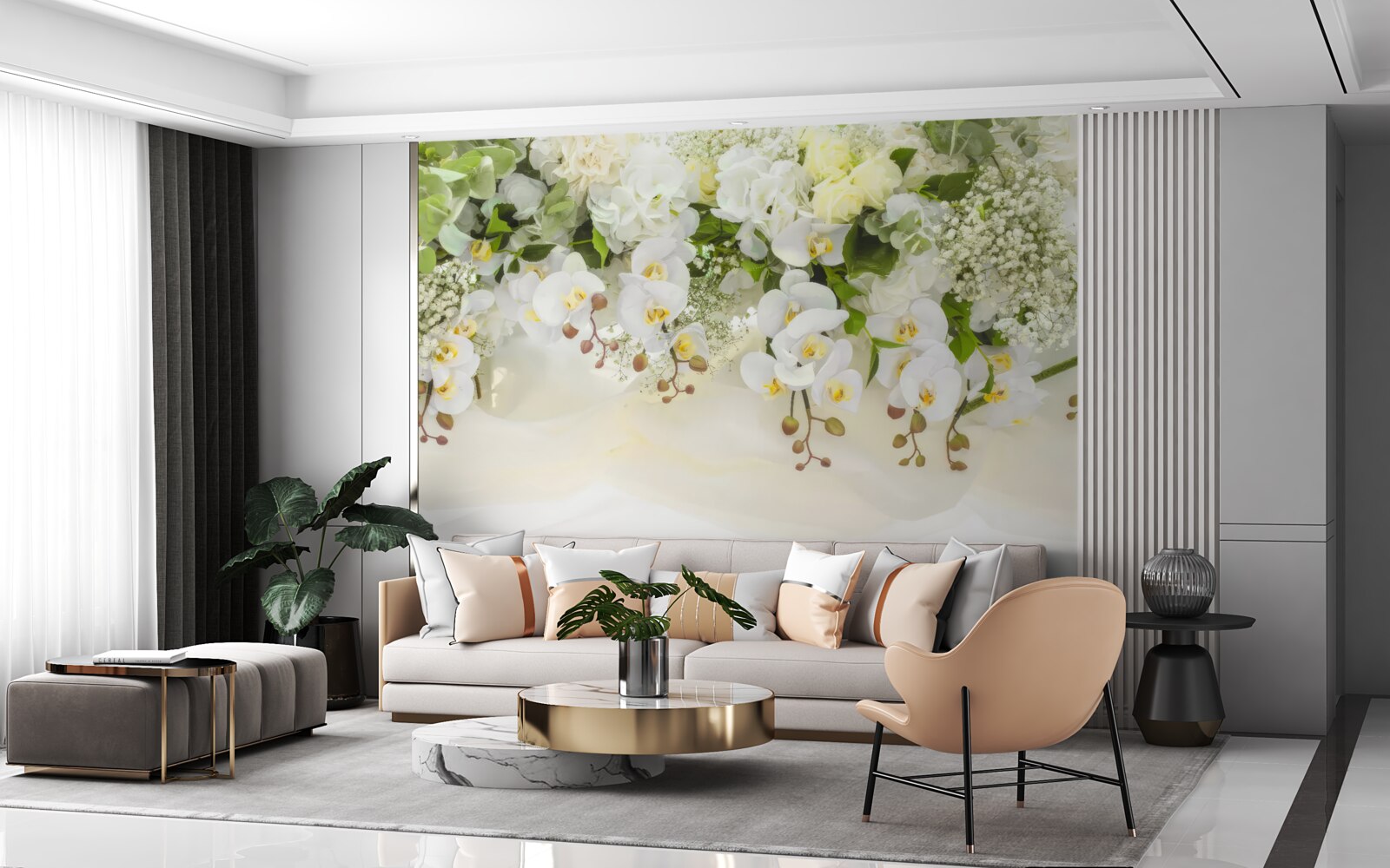 Fototapeten Weiße Orchideen hängen