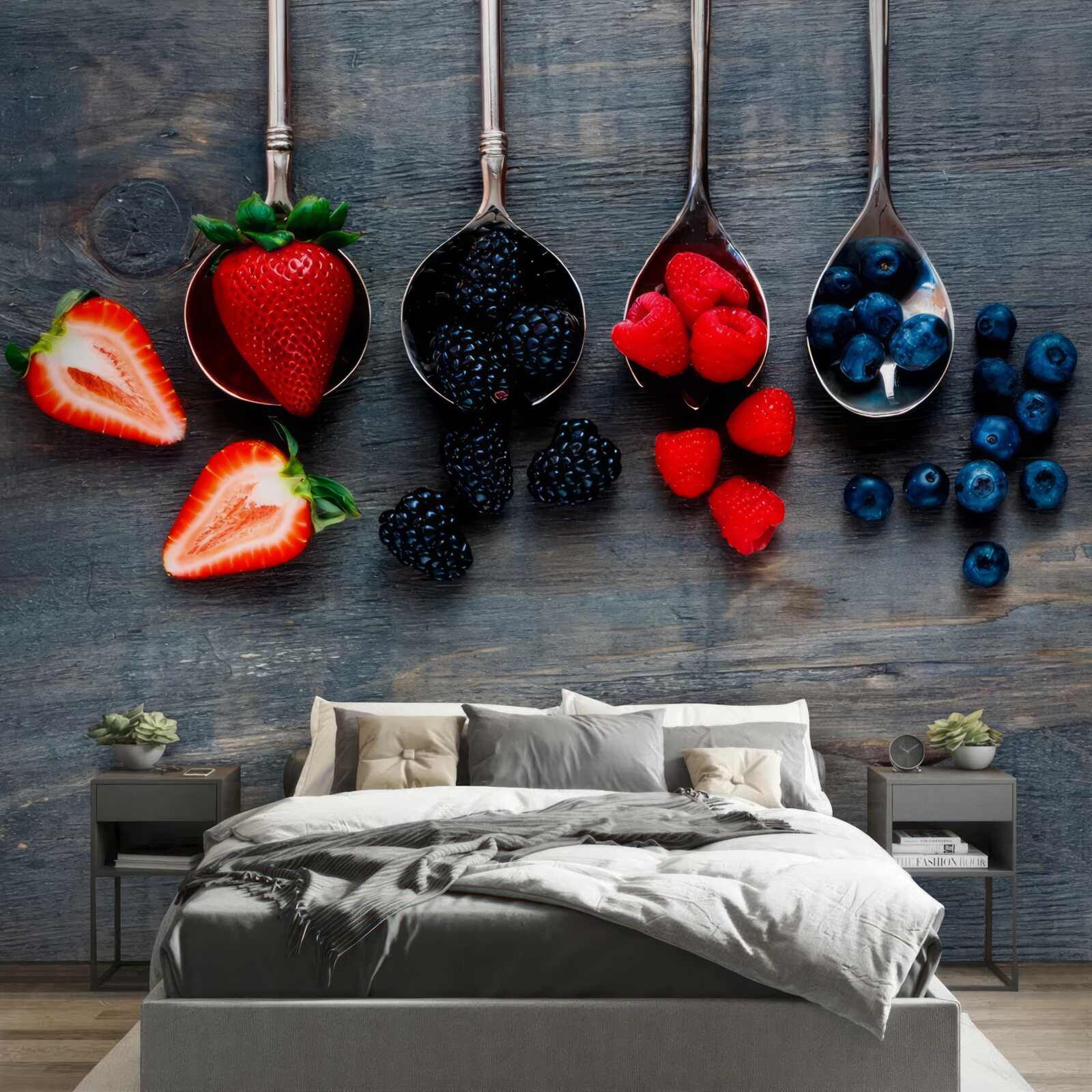 Fototapeten Eimer mit Blaubeeren gefüllt