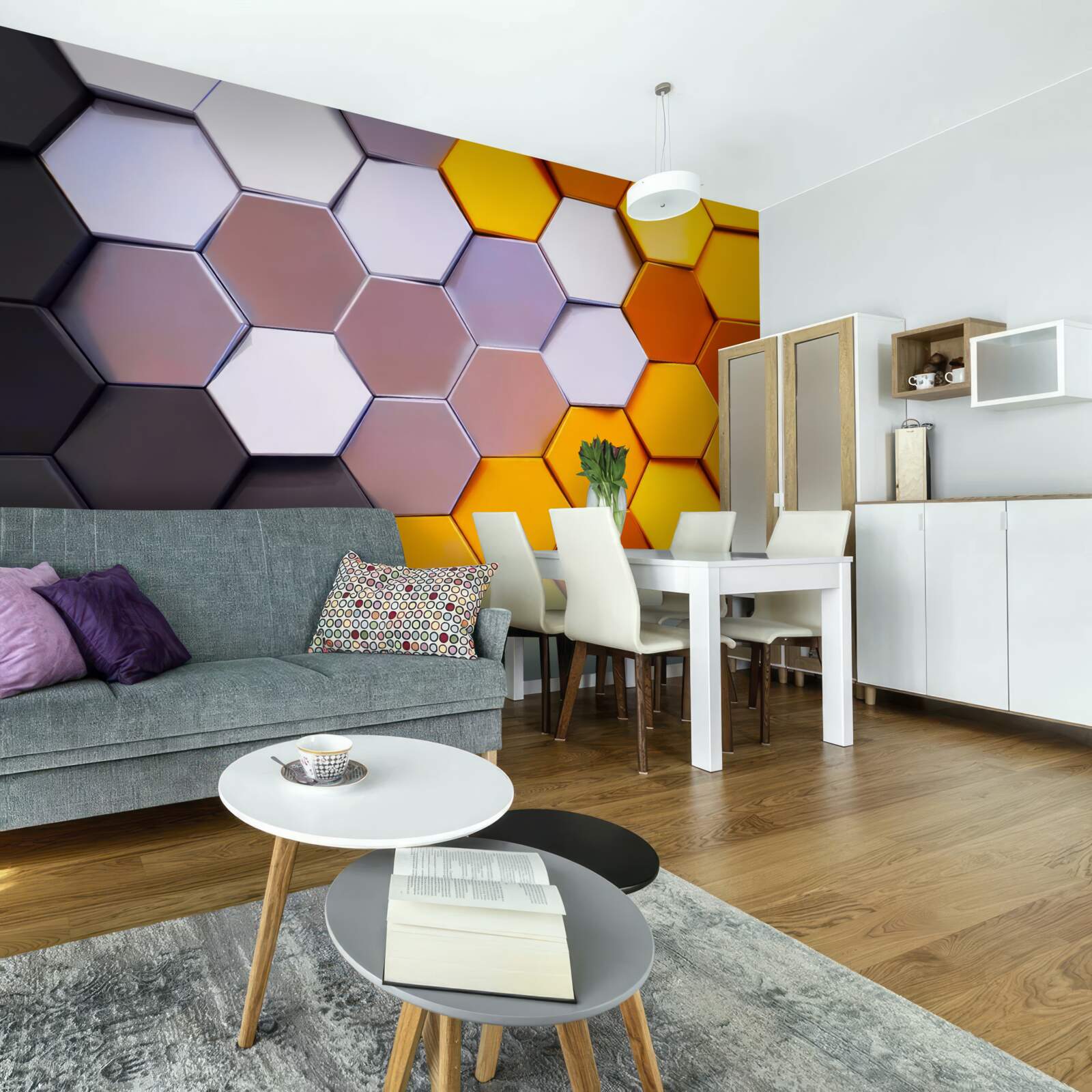 Fototapeten Mehrfachgelenkte hexagonale Formen