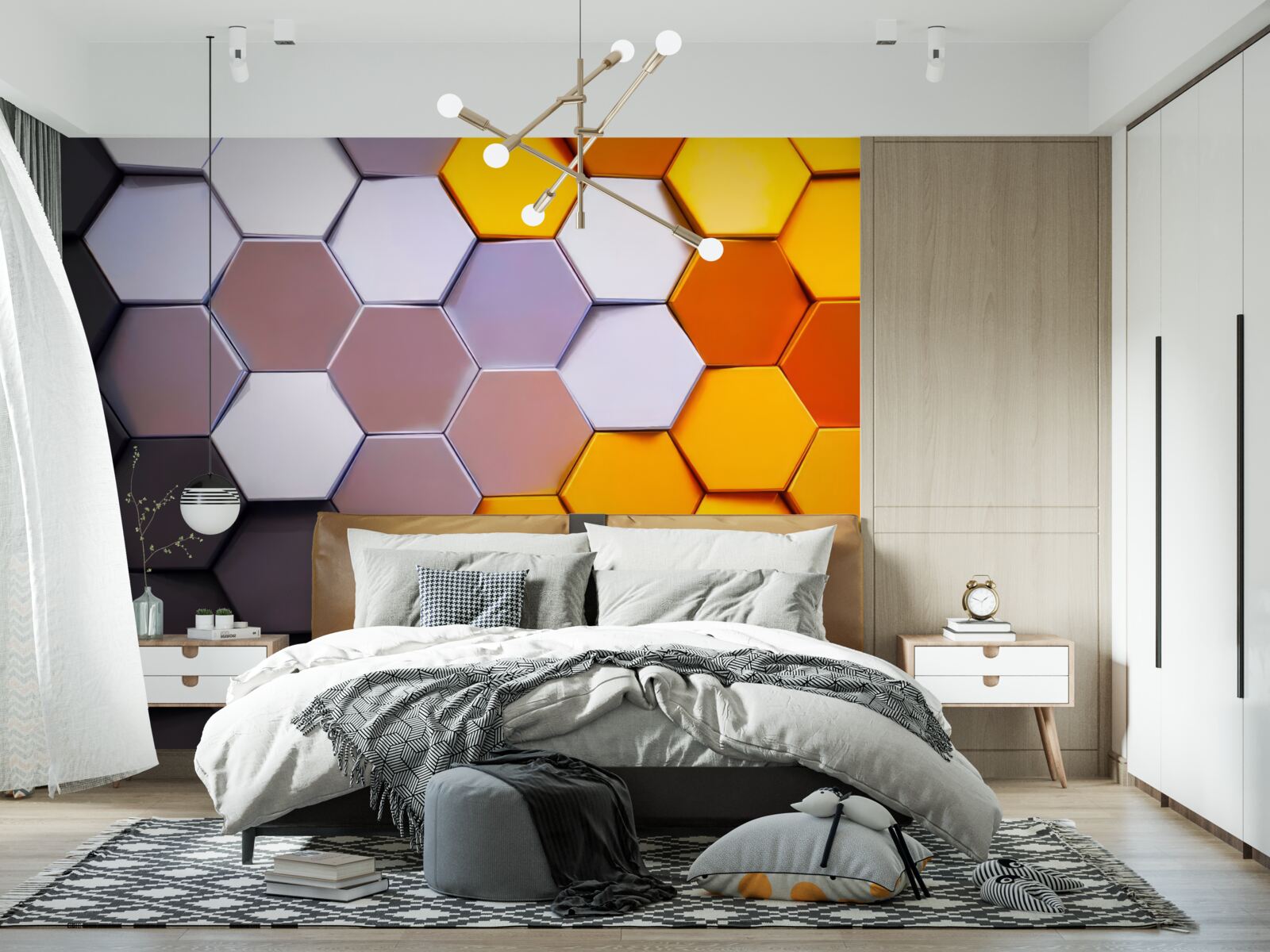 Fototapeten Mehrfachgelenkte hexagonale Formen