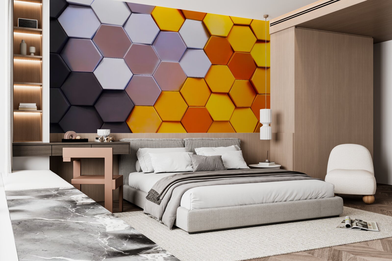 Fototapeten Mehrfachgelenkte hexagonale Formen