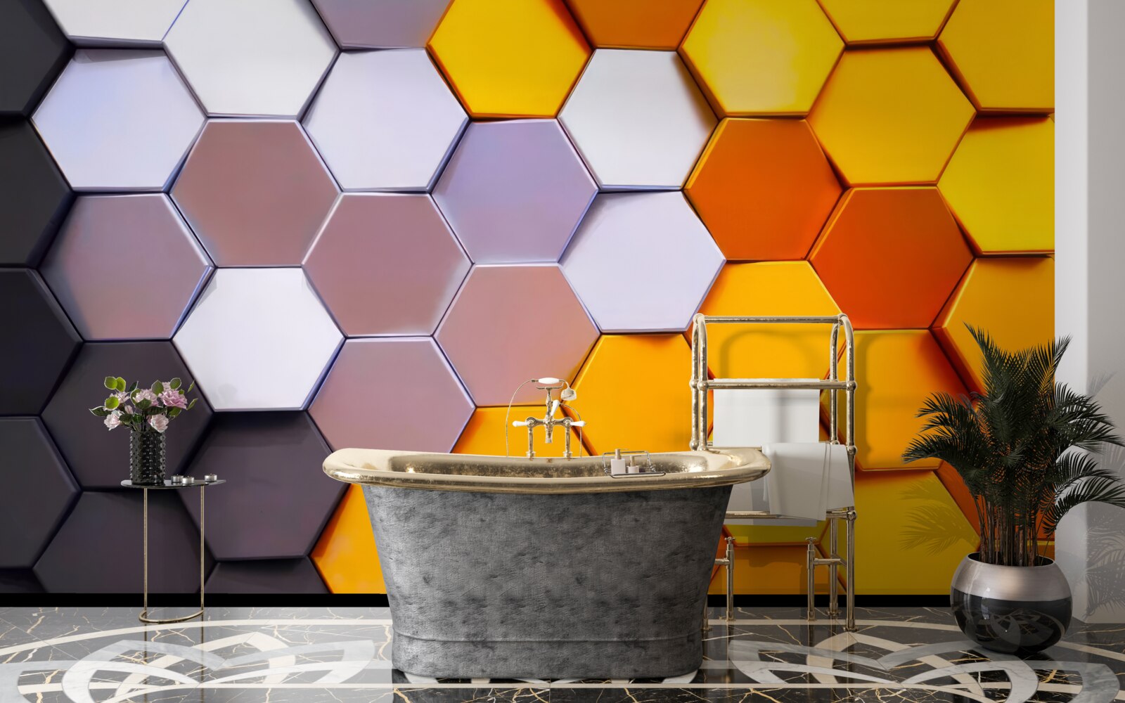 Fototapeten Mehrfachgelenkte hexagonale Formen