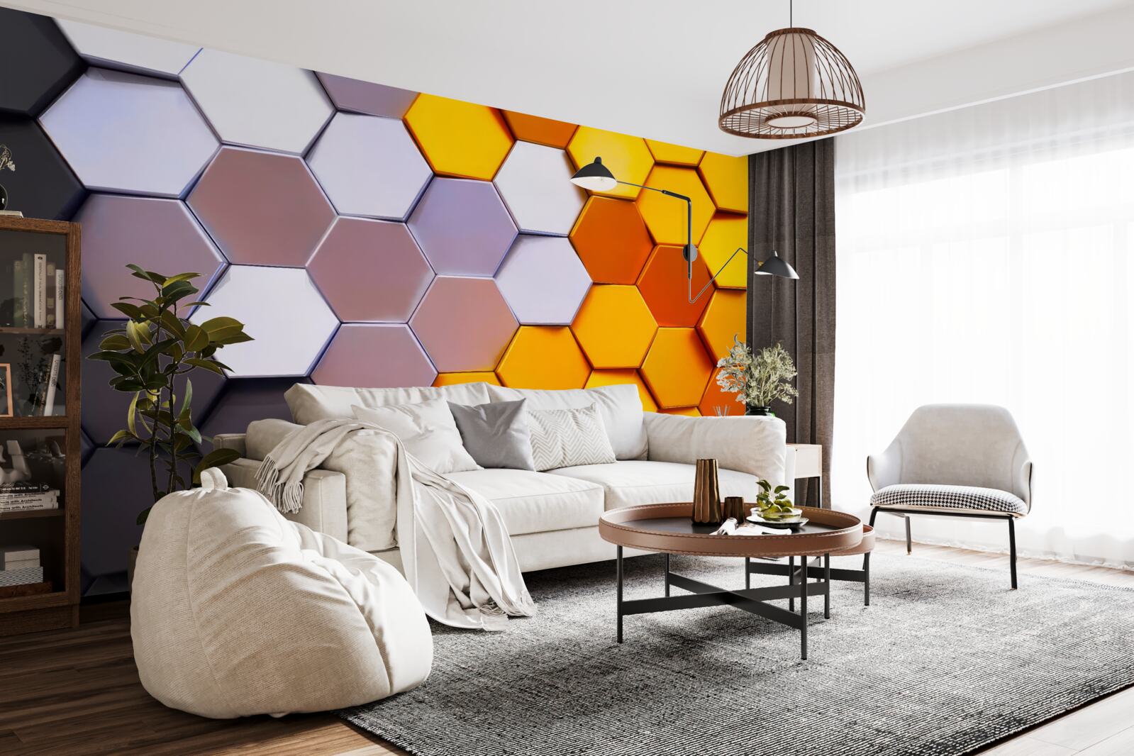 Fototapeten Mehrfachgelenkte hexagonale Formen