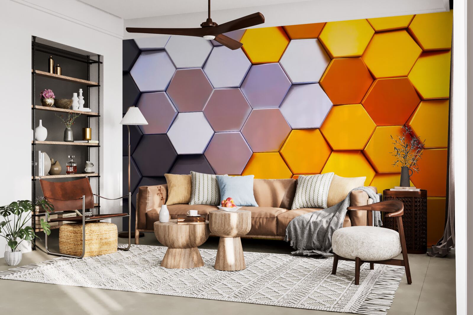 Fototapeten Mehrfachgelenkte hexagonale Formen