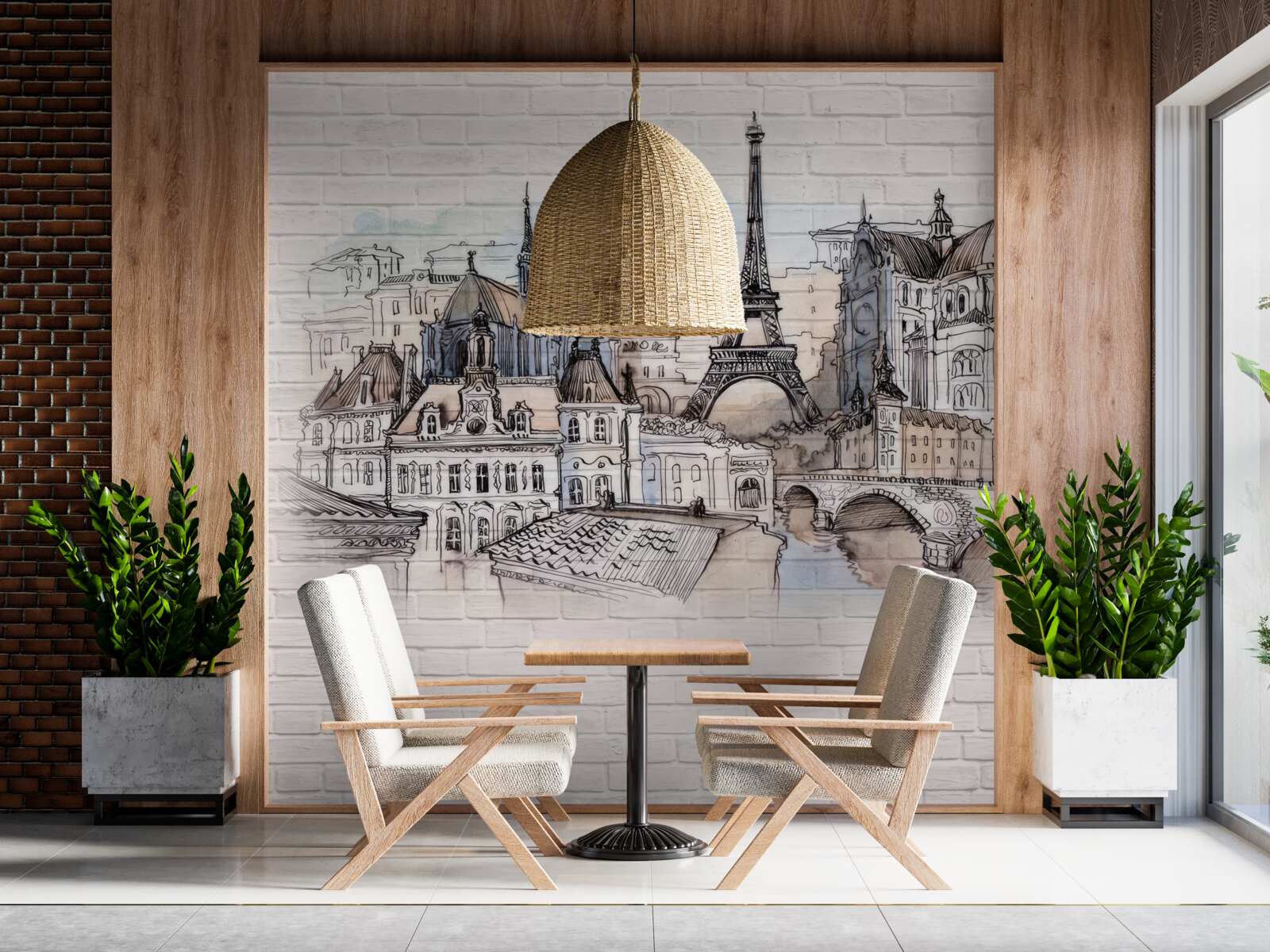 Fototapeten Das Bild von Paris an einer Mauermauer