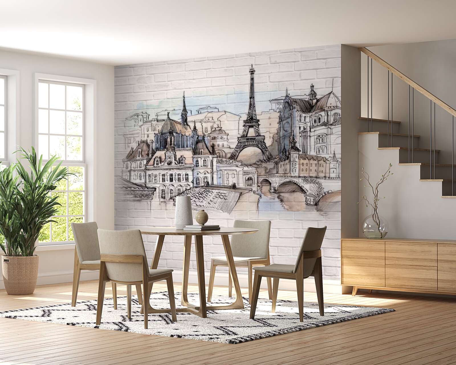 Fototapeten Das Bild von Paris an einer Mauermauer