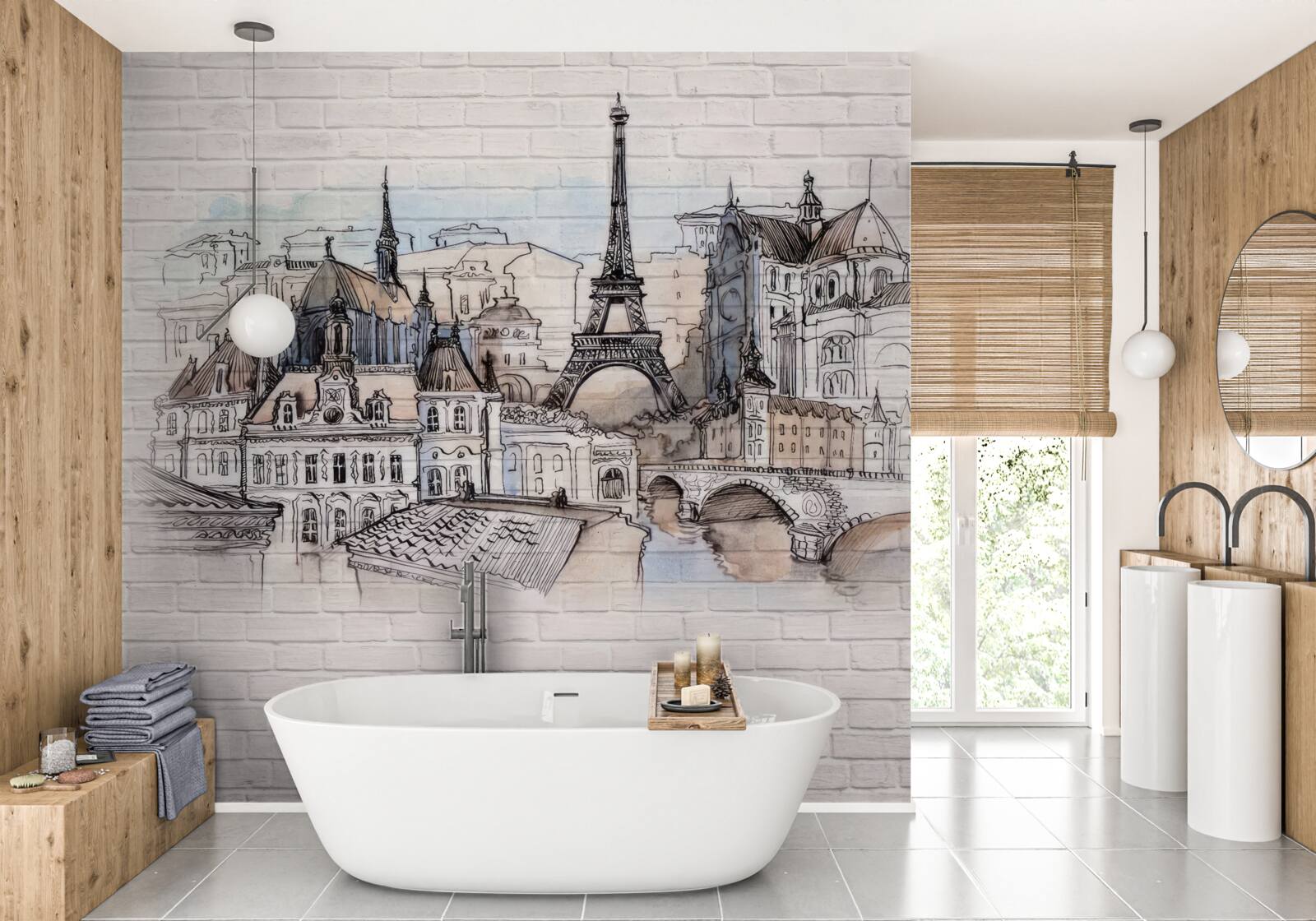 Fototapeten Das Bild von Paris an einer Mauermauer